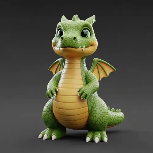 Adorable Dragon with Vivid Green Color and Golden Underbelly
