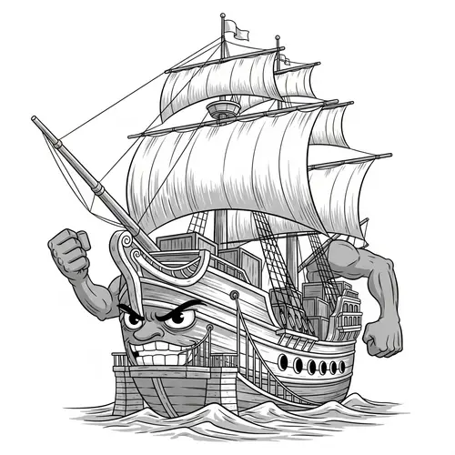 Anthropomorphic Ship Illustration: Face of Rebellion