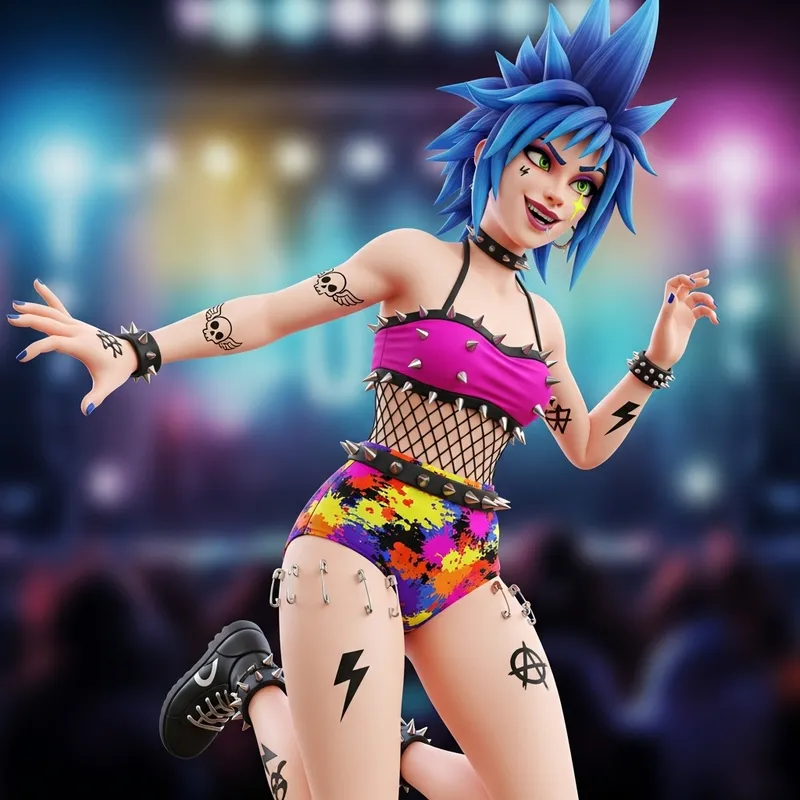 3D Jinx in Vibrant Swimsuit | Punk Fashion Character Design
