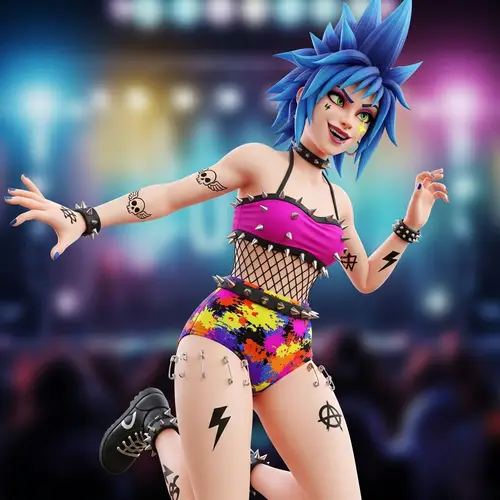3D Jinx in Colorful Swimsuit | Punk Fashion Character Design