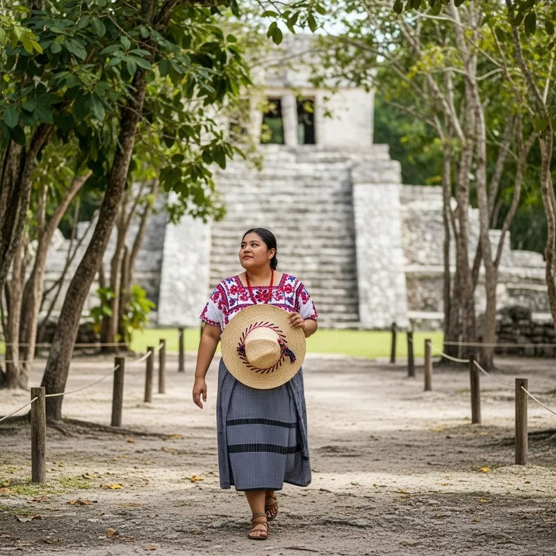 Curvy Woman Exploring Yucatan's Mayan Ruins Curvy Woman Exploring Yucatan's Mayan Ruins