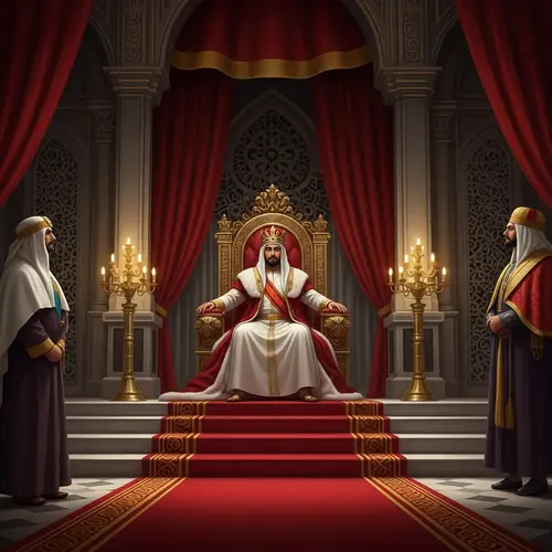 Regal Middle-Eastern Sovereign on Majestic Throne