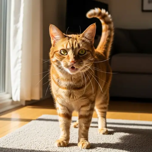 Spirited and Feisty Cat with Bold Stance and Expressive Face