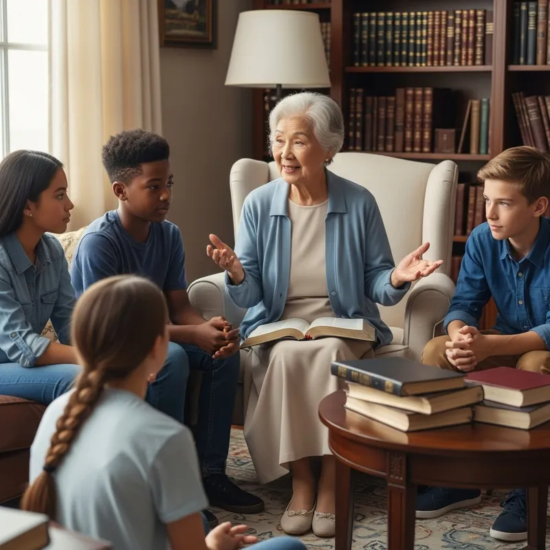Elder Sharing Biblical Wisdom with Young: Multigenerational Guidance