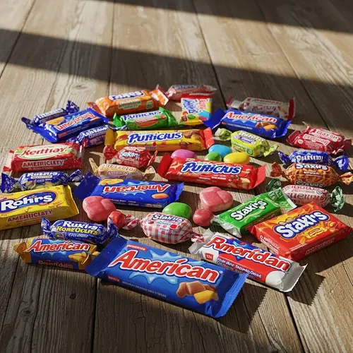 American Candy Collection: Varied Chocolates, Bubble Gums & Hard Candies
