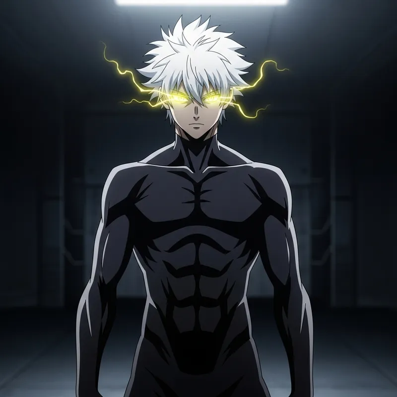 Anime Character with White Hair & Yellow Eyes