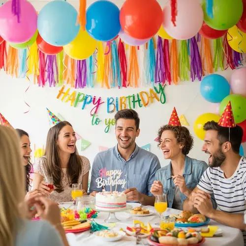 Colorful Celebration with Joyful People | Happy Birthday Theme