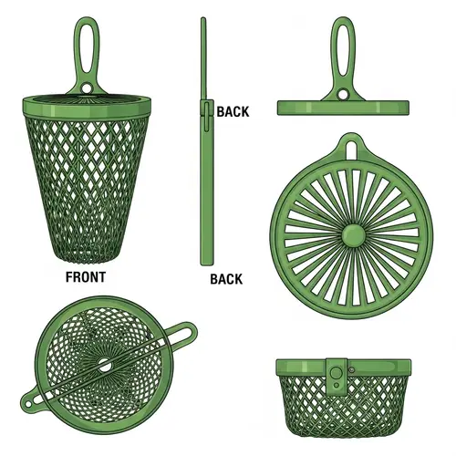 Vector Design: Green Trash Catcher Waste Net Trap