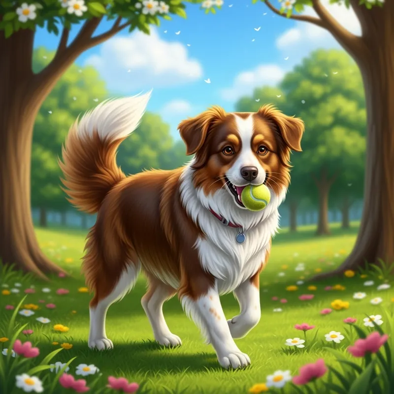 Playful Medium-sized Dog with Brown and White Fur