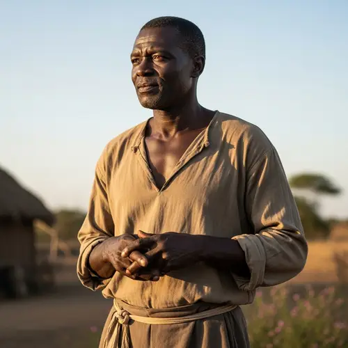 Middle-Aged Black Man in 18th-Century West African Attire