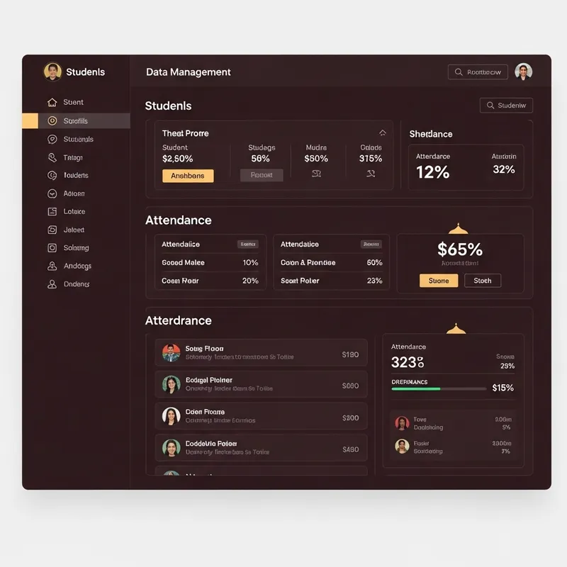 Royal Hindu-Inspired Student Data Management Dashboard in Maroon & Gold