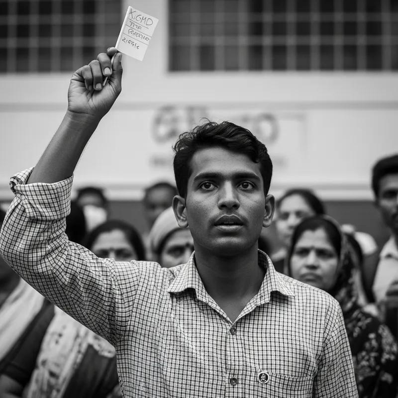 Determined Young Man Voting in National Election Documentary