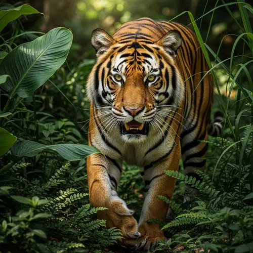 Tiger Prowling Through Lush Jungle | Wildlife Photography