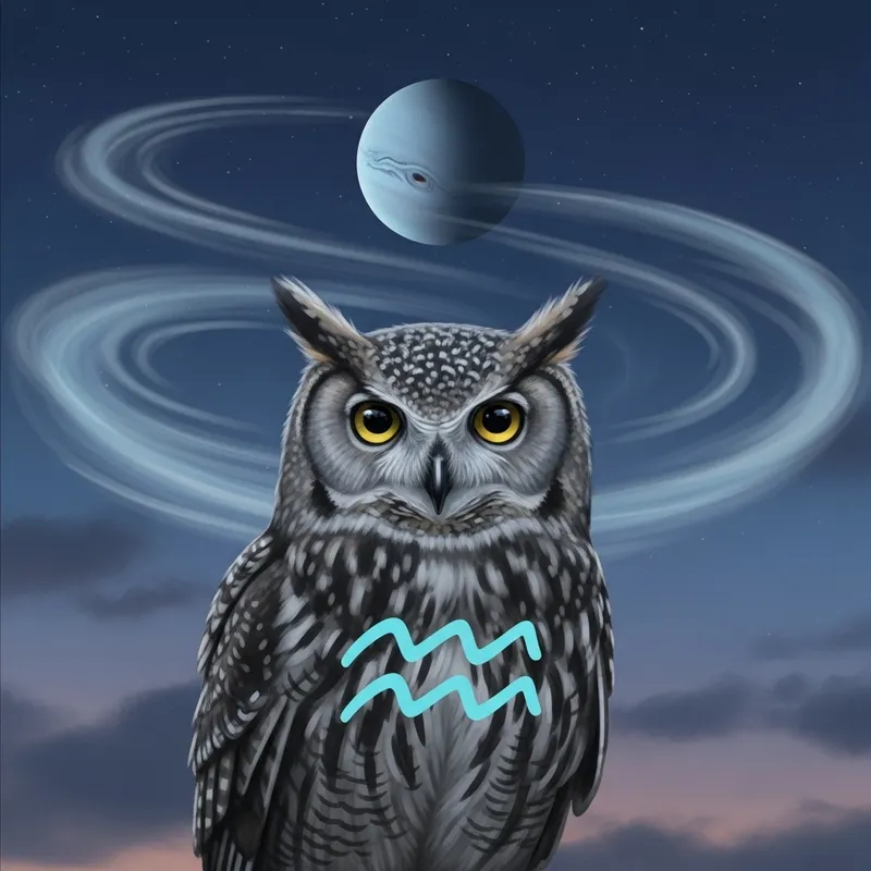Majestic Owl Embracing Aquarius Air Element Majestic Owl Embracing Aquarius Air Element