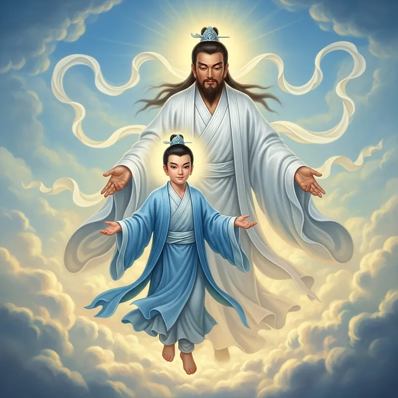 God and Son: Ethereal Celestial Sky Painting