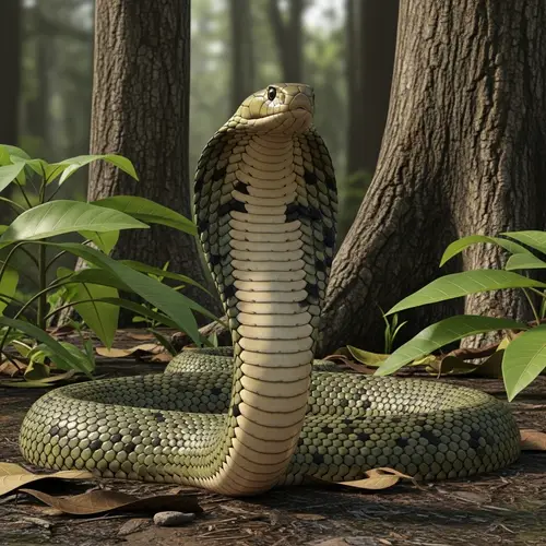 Realistic King Cobra Illustration in Natural Habitat