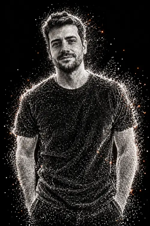 Monochrome Point-Cloud Particle Render Art
