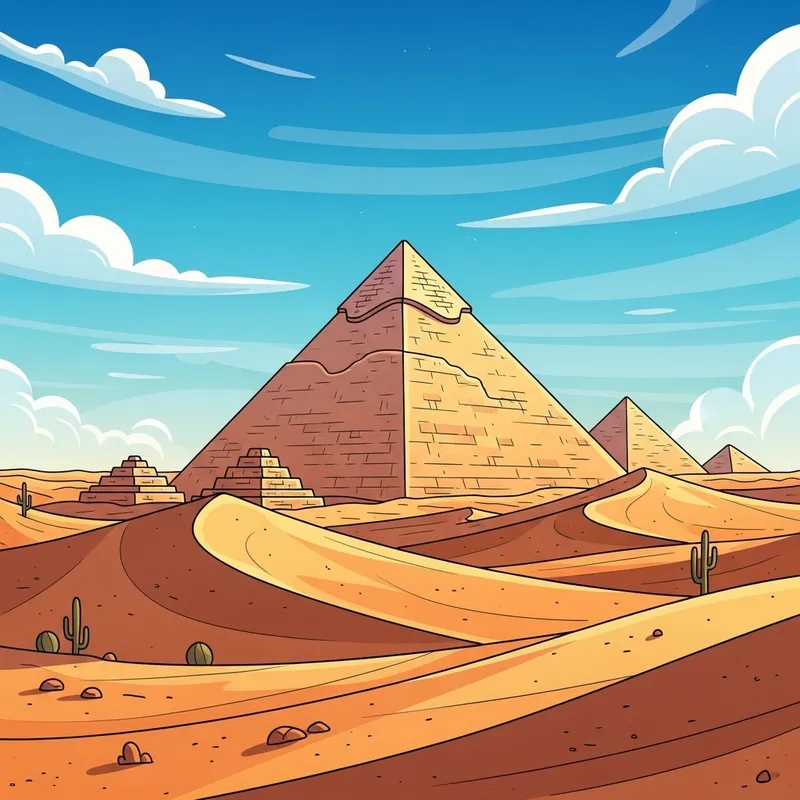 Blue Sky Desert Pyramid Illustration