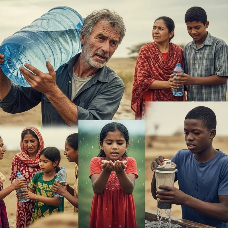 Diverse People Facing Water Challenges: Humanitarian Crisis
