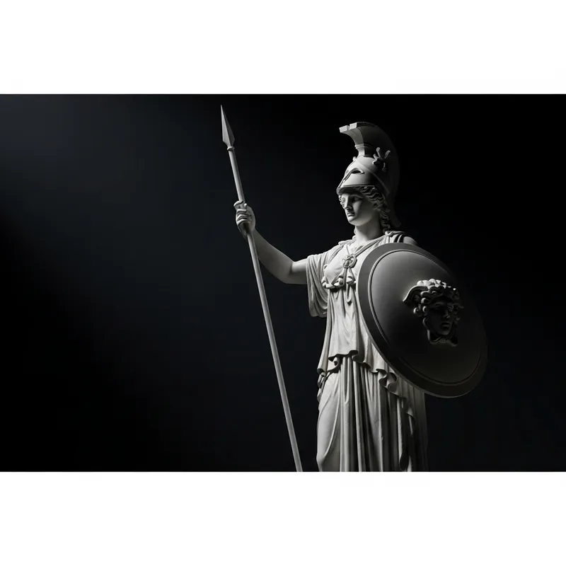 Greek Goddess Athena Statue Wallpaper in Black Background