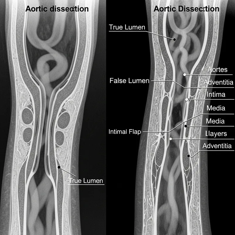 Aortic Dissection Radiology: Anatomical View with Comparisons