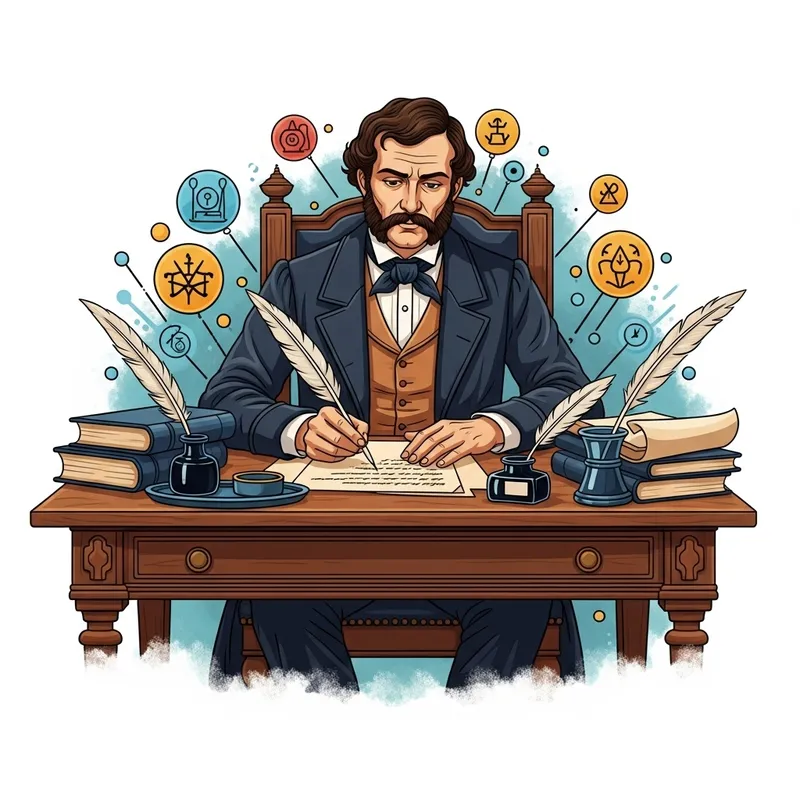 Jose Rizal Creating 'Noli Me Tangere' Masterpiece Illustration