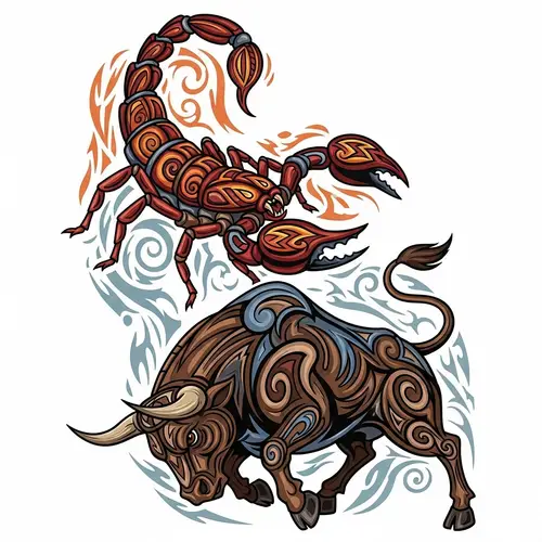 Dynamic Tribal Tattoo: Scorpion & Bull Design