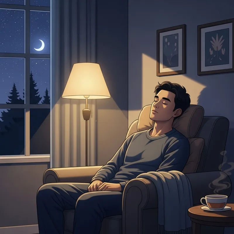 Asian Man Sleeping with Eyes Open | Peaceful Nap at Night