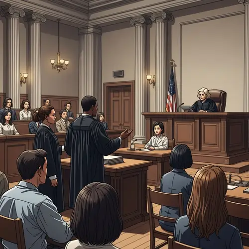 Court Scene: Justice, Tension, and Diversity in Legal Setting