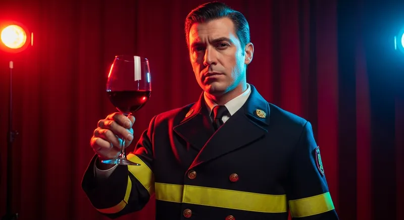 Matteo Salvini: Confident Fireman with Wine - Satirical Genre