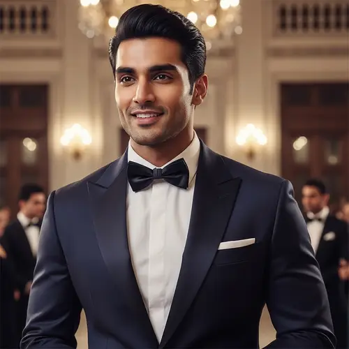 Handsome South Asian Man in Formal Evening Dress