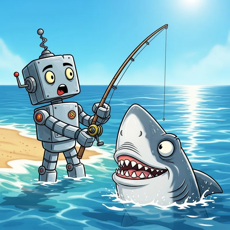 Robot Catching a Shark | Exciting Fishing Adventure Robot Catching a Shark | Exciting Fishing Adventure
