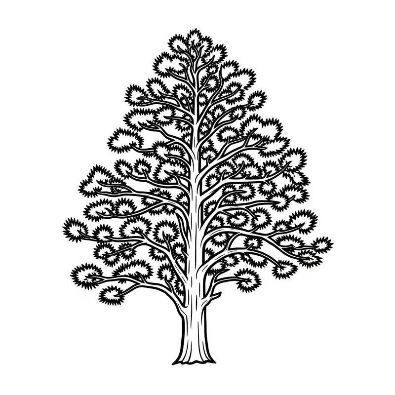 Totara Tree Silhouette on White Background