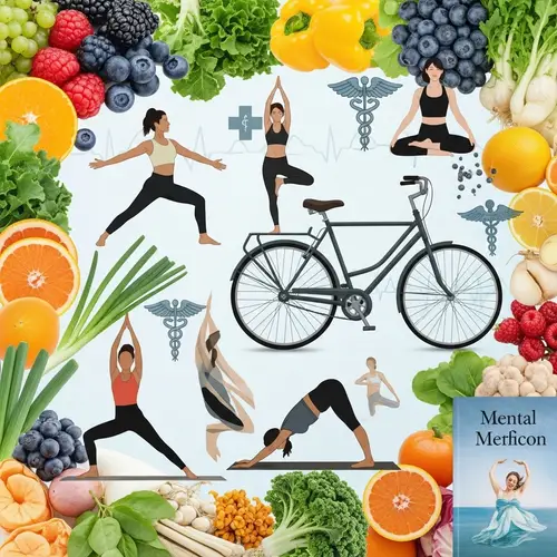 Well-being Collage Art: Fitness, Nutrition & Health Elements