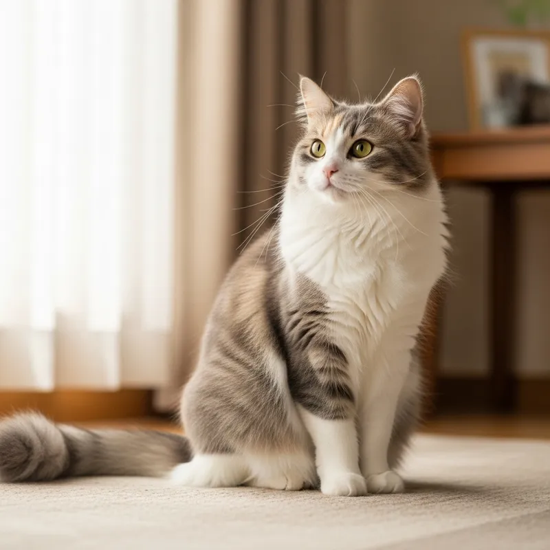 Fluffy Domestic Cat in a Peaceful Setting