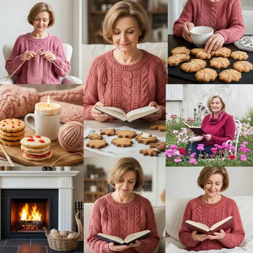 Collage: Middle-aged Woman with Maternal Love