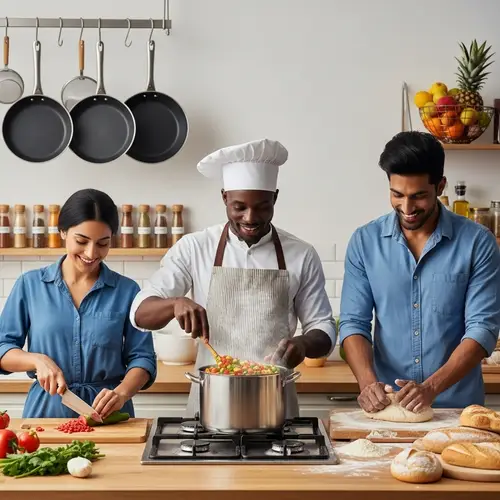 Diverse Cooking Scenes: Middle-Eastern, Black, and South Asian Chefs