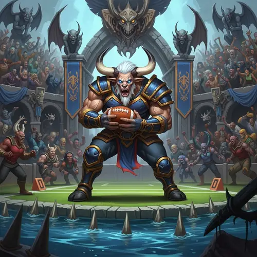 Fantastical Sports Scene: Action on a Combined Football-Fantasy Pitch