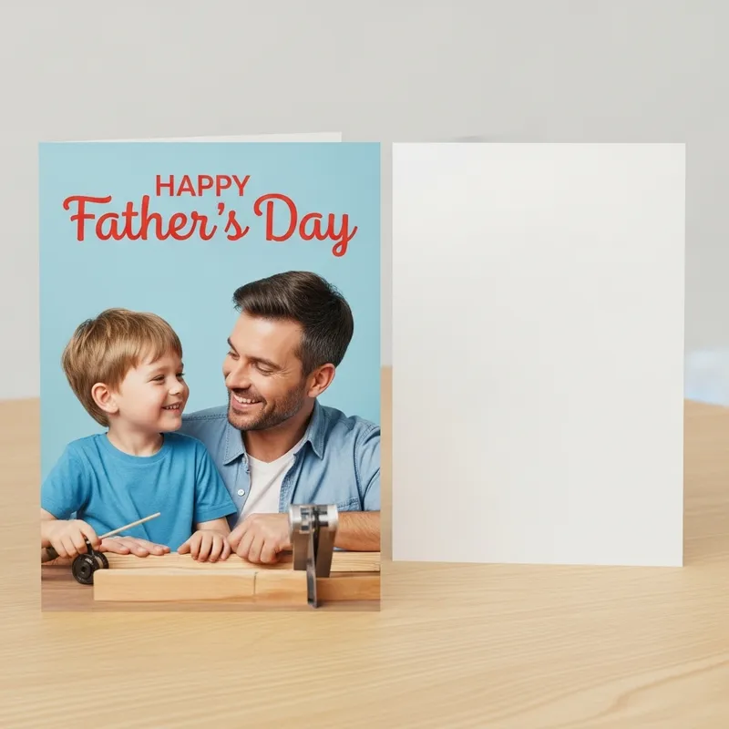 Heartwarming Father-Son Fishing Scene Greeting Card Heartwarming Father-Son Fishing Scene Greeting Card