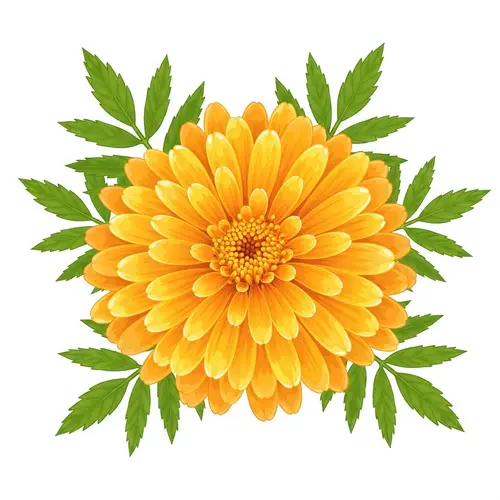 Detailed Marigold Clipart: Vibrant Yellow-Orange Flower Illustration