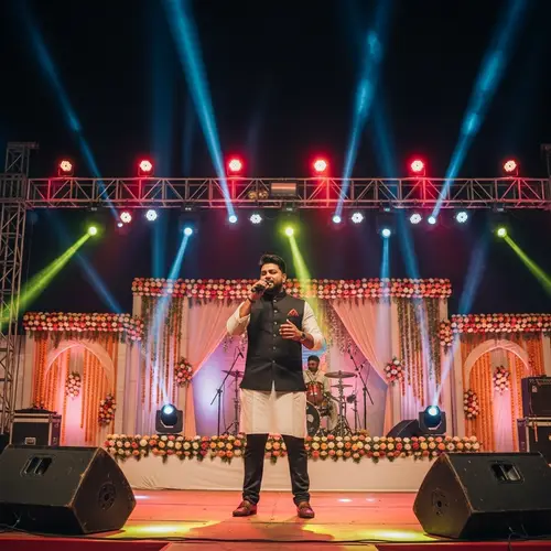 Passionate South Asian Male Singer Performing on Stage