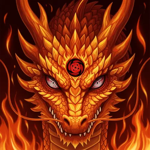 Imaginative Fire Dragon with Sharingan Eyes