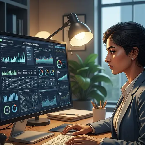 Professional South Asian Digital Marketer Analyzing Marketing Metrics