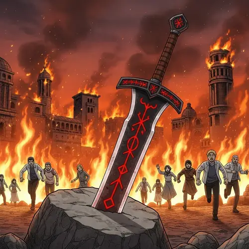 Midnight Black Broadsword with Crimson Runic Engravings