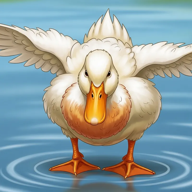 Angry Duck Scene | Illustration in a Serene Pond