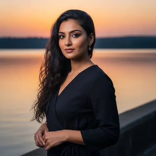 Elegant South Asian Woman at Sunset | Serene Beauty Capture
