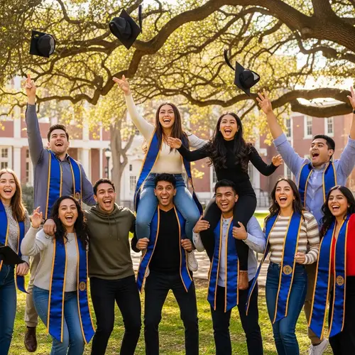 Diverse College Students Celebrating Joyfully