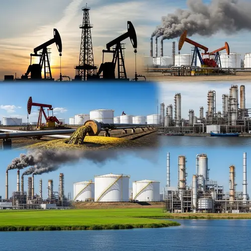 Oil Industry Overview: Derricks, Pipelines, and Refineries
