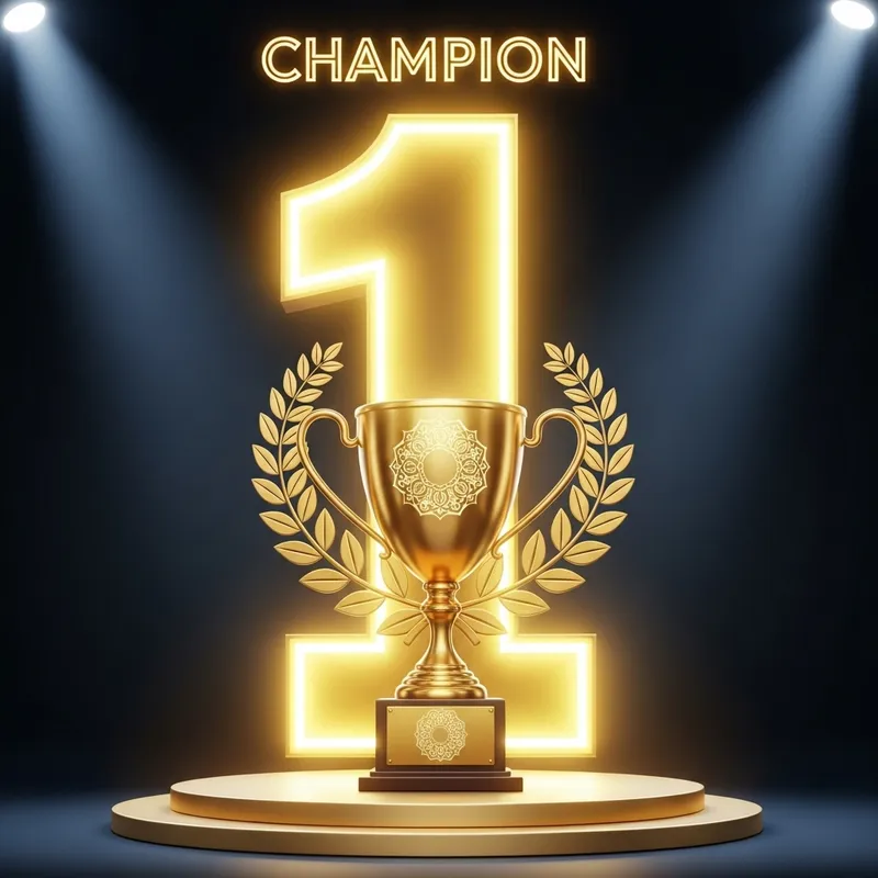 Golden Champion Trophy Design | Victory Symbol with Number One