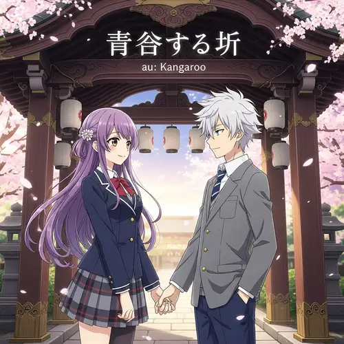 Anime Students Holding Hands Under Ceremonial Arch